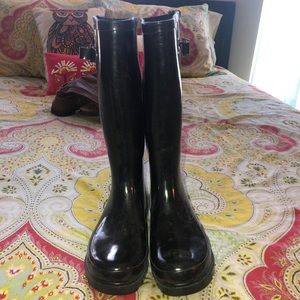 Black calf rain boots